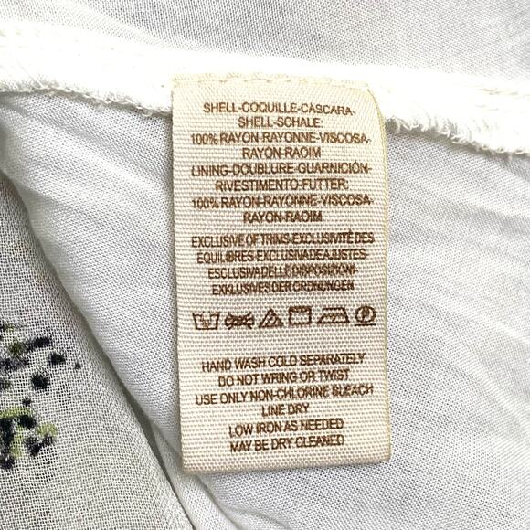 Free People Floral Peasant Dress Womens S Ivory Sheer Tiered Ruffles Boho Flowy - Picture 9 of 11